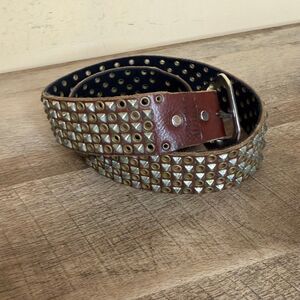 vintage Baltazar distressed brown leather studded belt medium Y2K-era